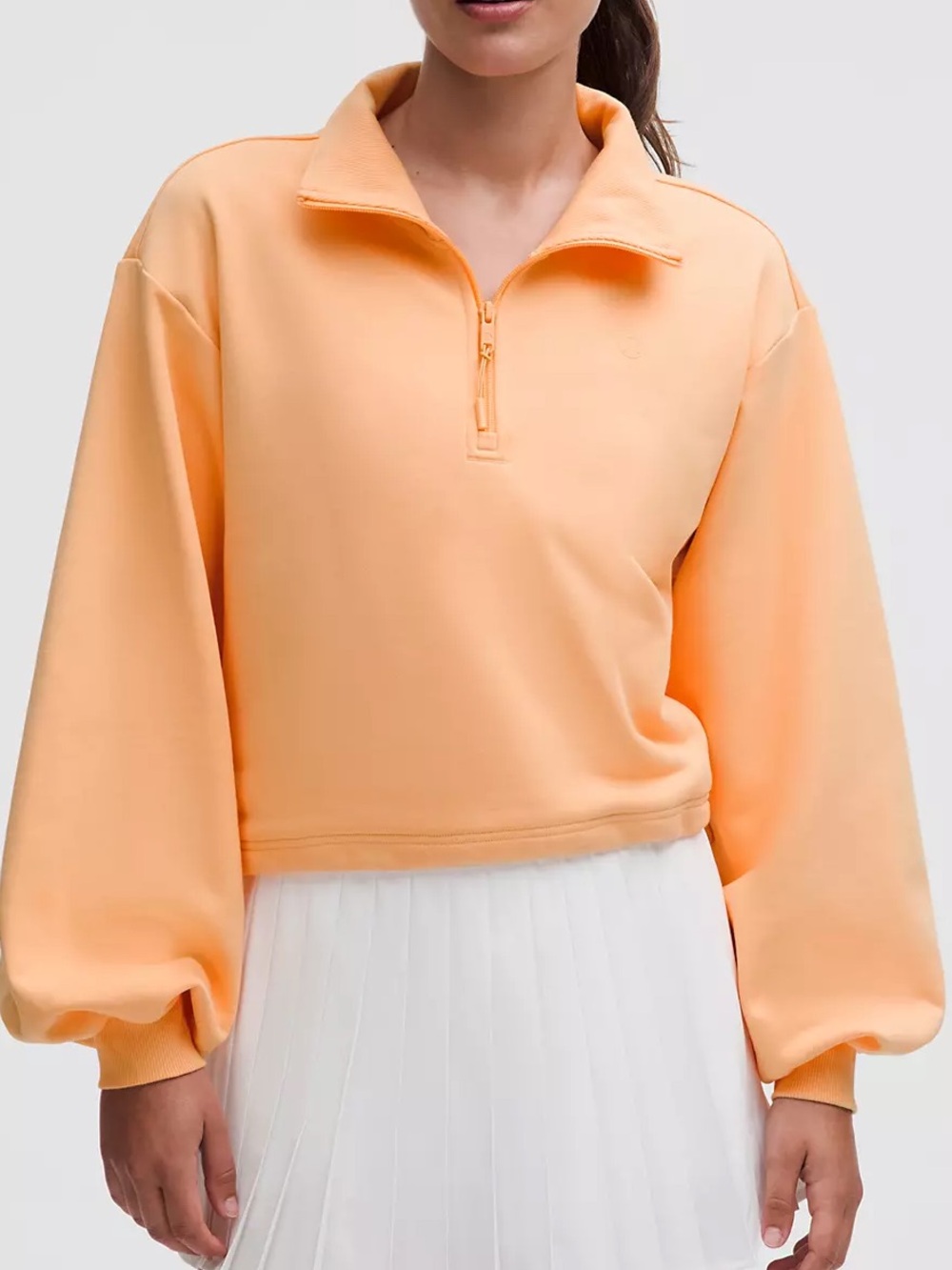 Lululemon Cotton Terry Tennis Half Zip Cropped Pullover Orange Rock Mellon XL